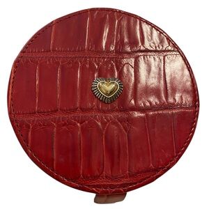 Red Croc-Embossed Round Jewelry Box